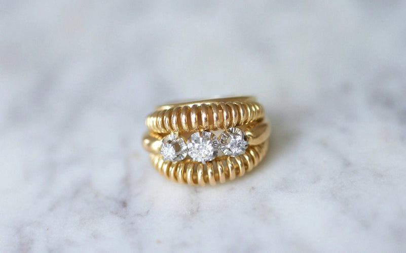 Bague Bague fil vintage or rose diamants 58 Facettes