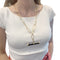 Collier Sautoir Pomellato, "Victoria", or rose, jais. 58 Facettes 33269