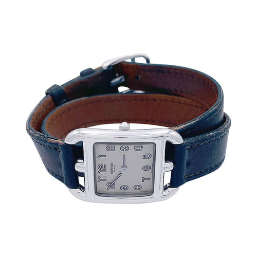 Montre Montre Hermès "Cape Cod" en acier sur cuir. 58 Facettes 32321