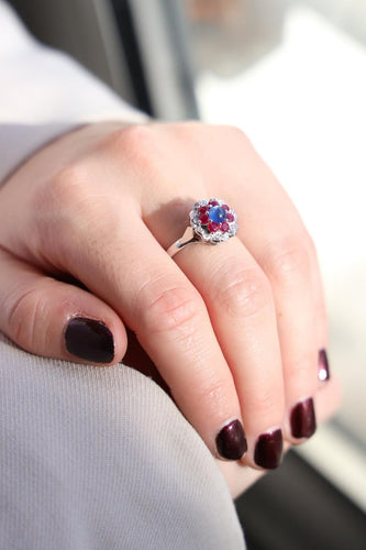 Bague 57 Bague Marguerite Or blanc Saphir 58 Facettes 1628715CN