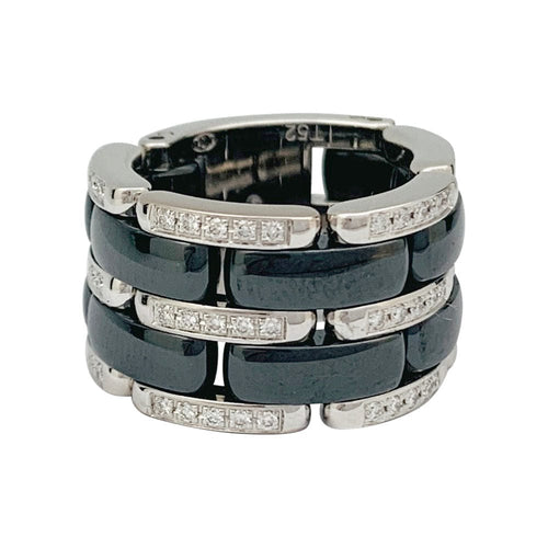 Bague 52 Bague Chanel, modèle "Ultra", en or blanc, céramique noire et diamants. 58 Facettes 31664