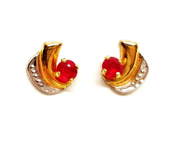 Boucles d'oreilles Boucles d'oreilles Puces Or jaune Rubis 58 Facettes 1141379CD