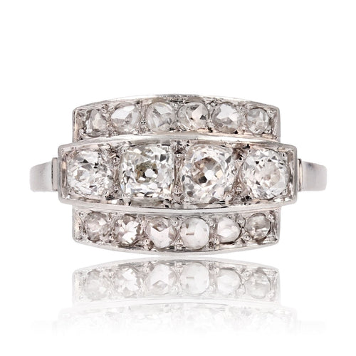 Bague 54 Bague Art déco platine et diamants 58 Facettes 23-317