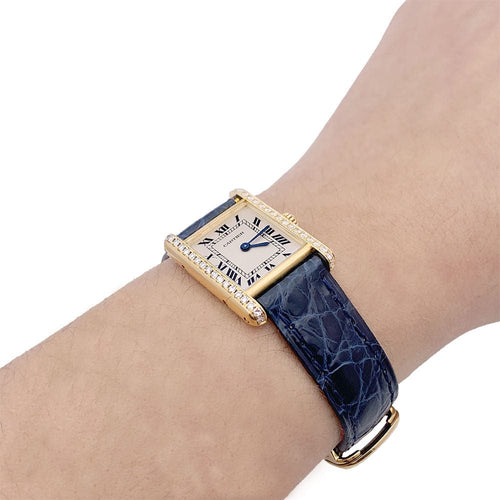 Montre Montre Cartier, "Tank Louis Cartier", or jaune et diamants. 58 Facettes 33338