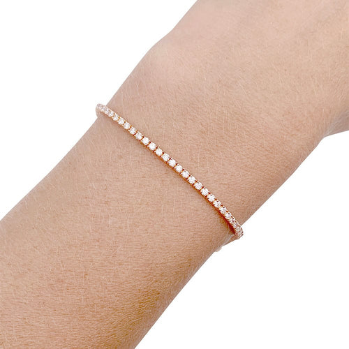 Bracelet Bracelet ligne diamants en or rose. 58 Facettes 33149