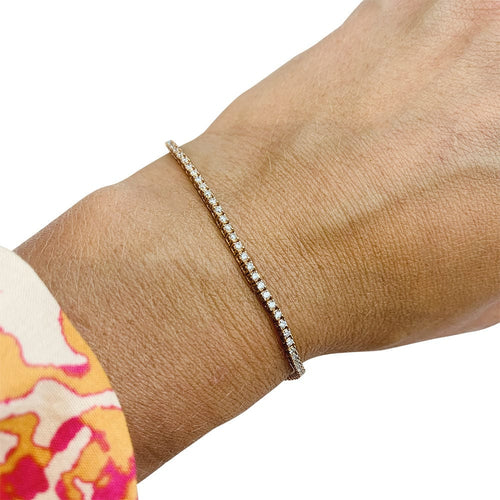 Bracelet Bracelet ligne diamants et or rose. 58 Facettes 30802