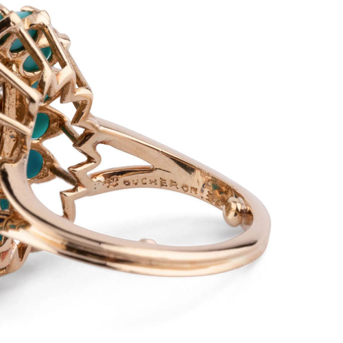 Bague Bague cocktail Boucheron Or jaune, Lapis Lazuli, Turquoises & Diamants 58 Facettes 1