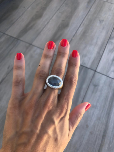 Bague Bague or rose sablé Pomellato une aigue marine 58 Facettes