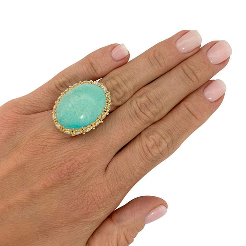 Bague 52 Bague Buccellati, trois ors, diamants, turquoise. 58 Facettes 31137