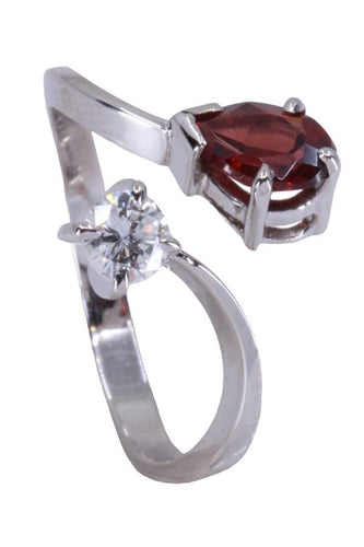 Bague 58 Bague "Toi et Moi" Or blanc Grenat Diamant 58 Facettes 075391