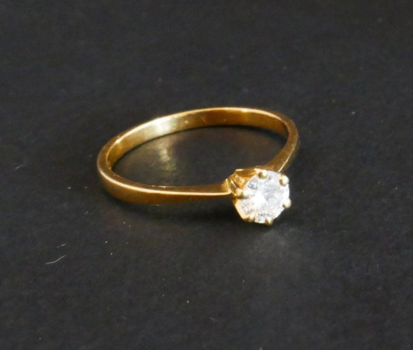 Bague 54 Solitaire diamant, or jaune 58 Facettes