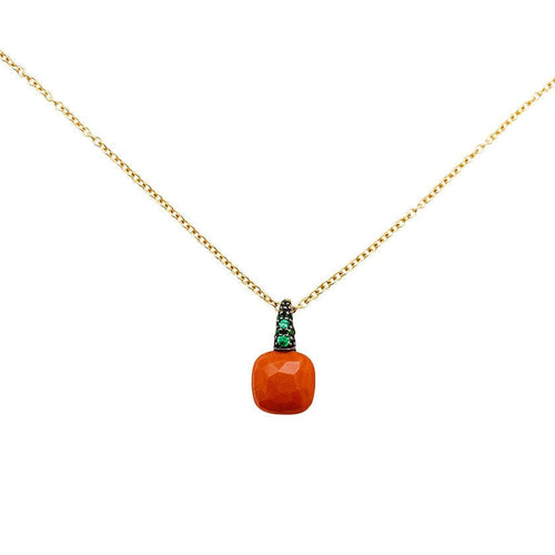 Collier Collier Pomellato, "Capri", or rose, corail, tsavorites. 58 Facettes 30912