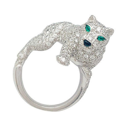 Bague 51 Bague Haute Joaillerie Cartier, "Panthère de Cartier", or blanc, diamants. 58 Facettes 31543