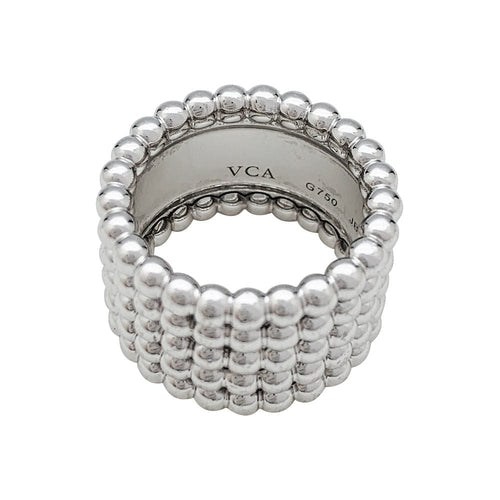 Bague 50 Bague Van Cleef & Arpels, collection "Perlée", or blanc. 58 Facettes 31049