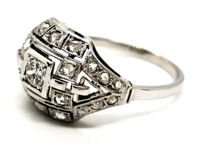 Bague 54 Bague Art déco Or blanc Diamant 58 Facettes 1660399CN
