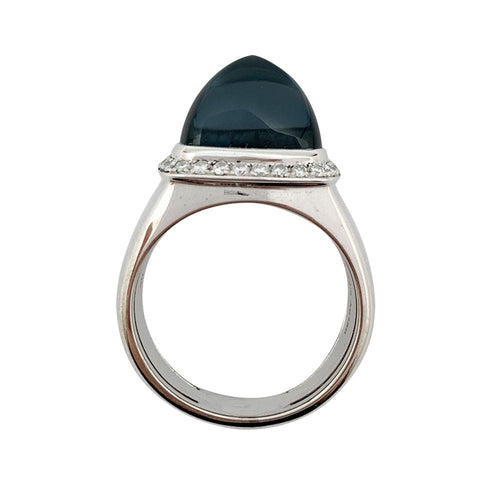 Bague 54 Bague Fred "Pain de sucre" en or blanc, topaze et diamants. 58 Facettes 30984