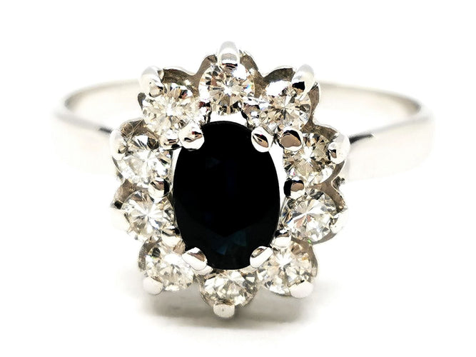 Bague 60 Bague Fleur Or blanc Saphir 58 Facettes 1638626CN