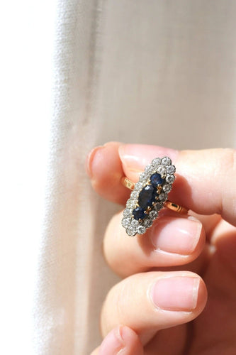 Bague Bague Marquise Vintage diamants et saphirs 58 Facettes