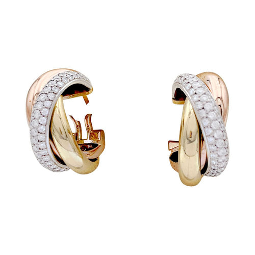 Boucles d'oreilles Boucles d'oreilles Cartier, "Trinity", 3 ors, diamants. 58 Facettes 32726