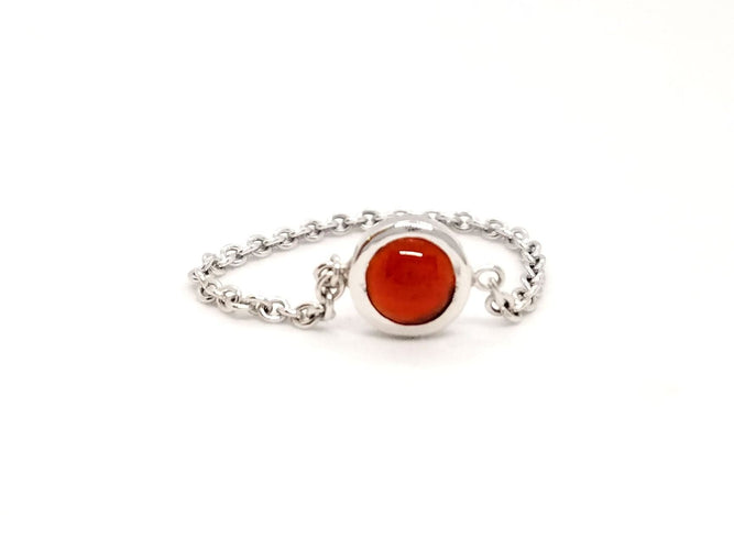Bague 56 Bague Chaînette Or blanc Cornaline 58 Facettes 843305CD