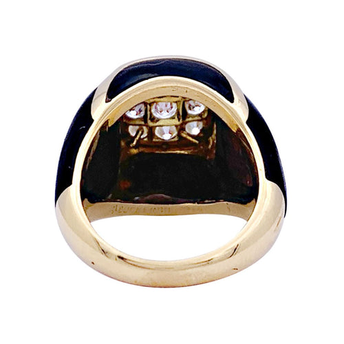 Bague 52 Bague Boucheron, "Chevalière", or jaune, bois et diamants. 58 Facettes 33173