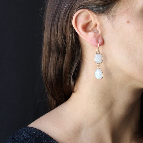 Boucles d'oreilles Boucles d'oreilles pendantes pierres de lunes 58 Facettes 21-554B