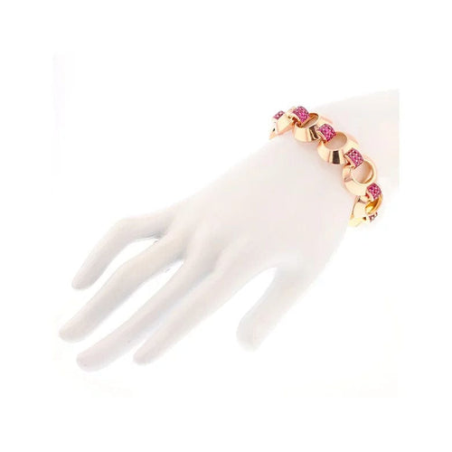 Bracelet Bracelet Tank rubis 8.90 carats en or rose 58 Facettes 218318