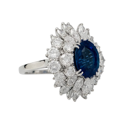 Bague 54 Bague à entourage, saphir et diamants. 58 Facettes 31629
