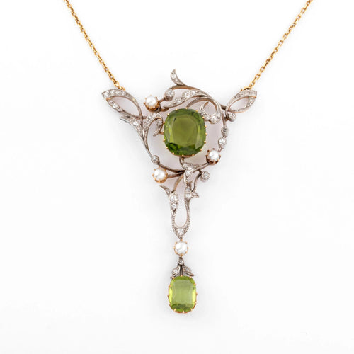 Collier Collier or jaune et Argent Napoléon III orné de Péridot 58 Facettes 0