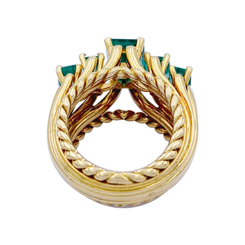 Bague 49 Bague vintage or jaune, émeraudes. 58 Facettes 32325