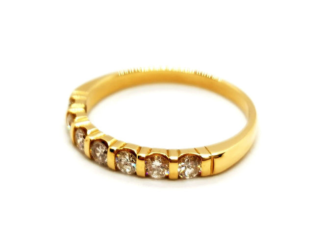Bague 55 Bague Demie alliance Or jaune Diamant 58 Facettes 1292390CN