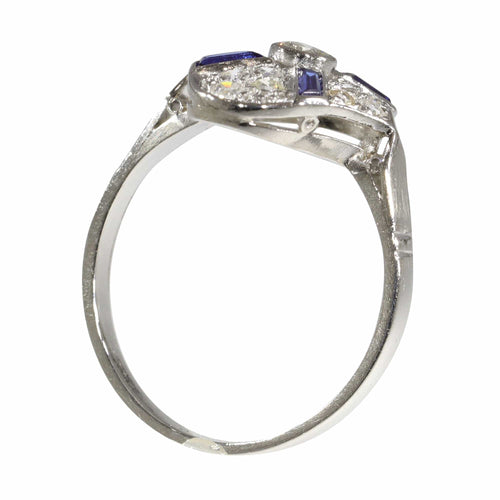 Bague 59 bague de fiançailles diamant et saphir vintage des années 1930 58 Facettes 23271-0610