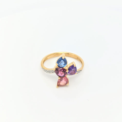 Bague Bague en or jaune et pierres de couleur 58 Facettes 22942