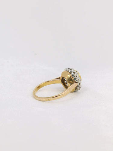 Bague 50 Bague Marguerite Or jaune Platine Diamants Saphir rond 58 Facettes J185