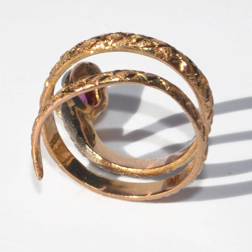 Bague Bague serpent bi-colore ornée d'un rubis 58 Facettes 0