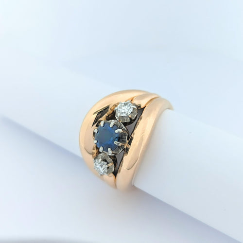 Bague Bague or rose diamants et saphir 58 Facettes 25506