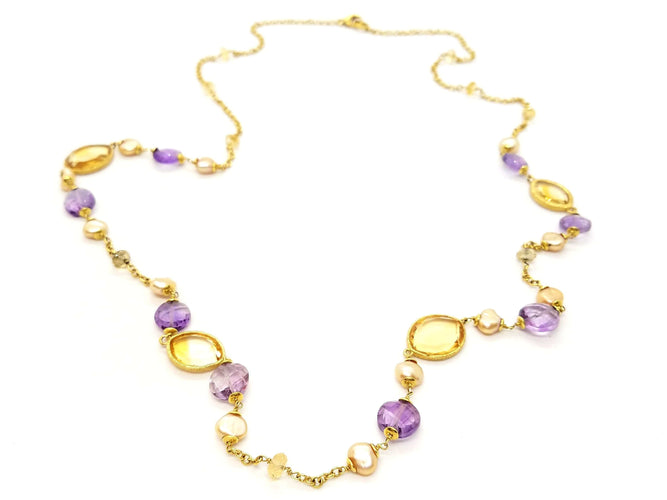 Collier Collier Sautoir Or jaune Citrine 58 Facettes 06600CD