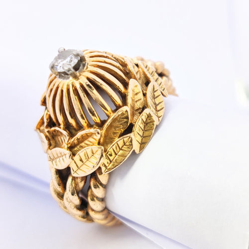 Bague Bague dôme motifs floraux en or jaune et diamant 58 Facettes 5619