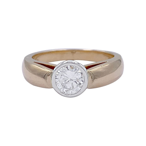 Bague 54 Bague solitaire or jaune, platine. 58 Facettes 32407