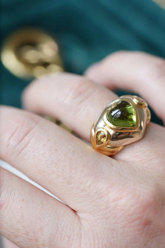 Bague Bague boule coeur péridot et citrines 58 Facettes