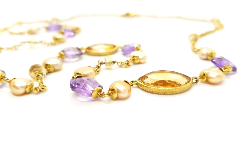 Collier Collier Sautoir Or jaune Citrine 58 Facettes 06600CD