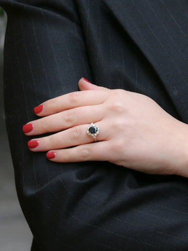 Bague 52 Bague marguerite Or jaune Saphir Diamants 58 Facettes J149