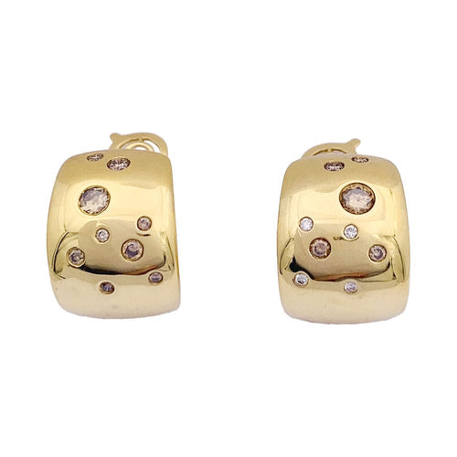 Boucles d'oreilles Boucles d'oreilles Poiray, or jaune, diamants bruns. 58 Facettes 33591