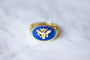 Bague Chevalière maçonnique aigle Russe à deux têtes en or et lapis-lazuli 58 Facettes