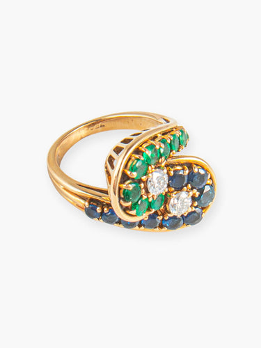 Bague 47 Bague Saphirs, Emeraudes et Diamants 58 Facettes