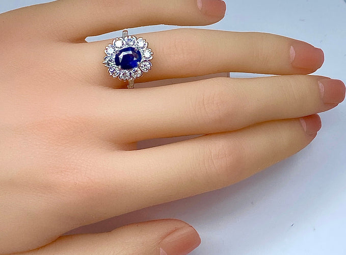Bague 52 Bague marguerite Saphir Diamants 58 Facettes AB201