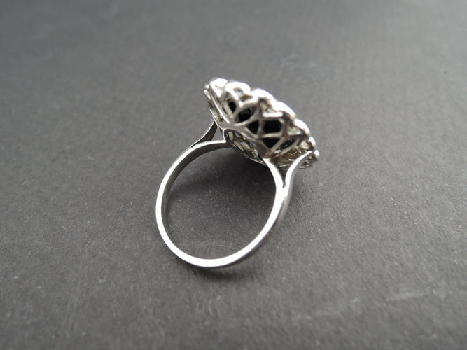 Bague 50 Bague Marguerite Art Déco Platine, Saphir Et Diamants 58 Facettes 343012