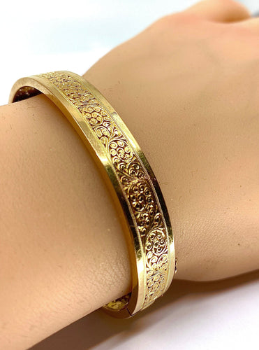 Bracelet Bracelet jonc ouvrant ciselé d’arabesques et volutes 58 Facettes
