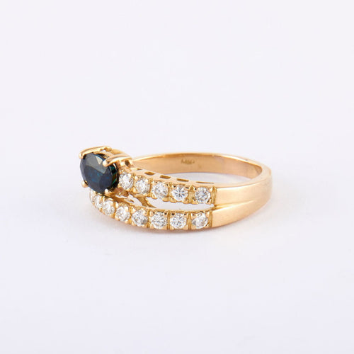 Bague Bague saphir et double pavage diamants 58 Facettes 1007