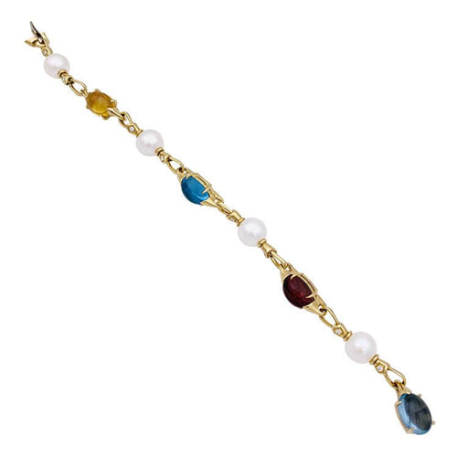 Bracelet Bracelet Bulgari en or jaune, perles, pierres de couleur. 58 Facettes 33083